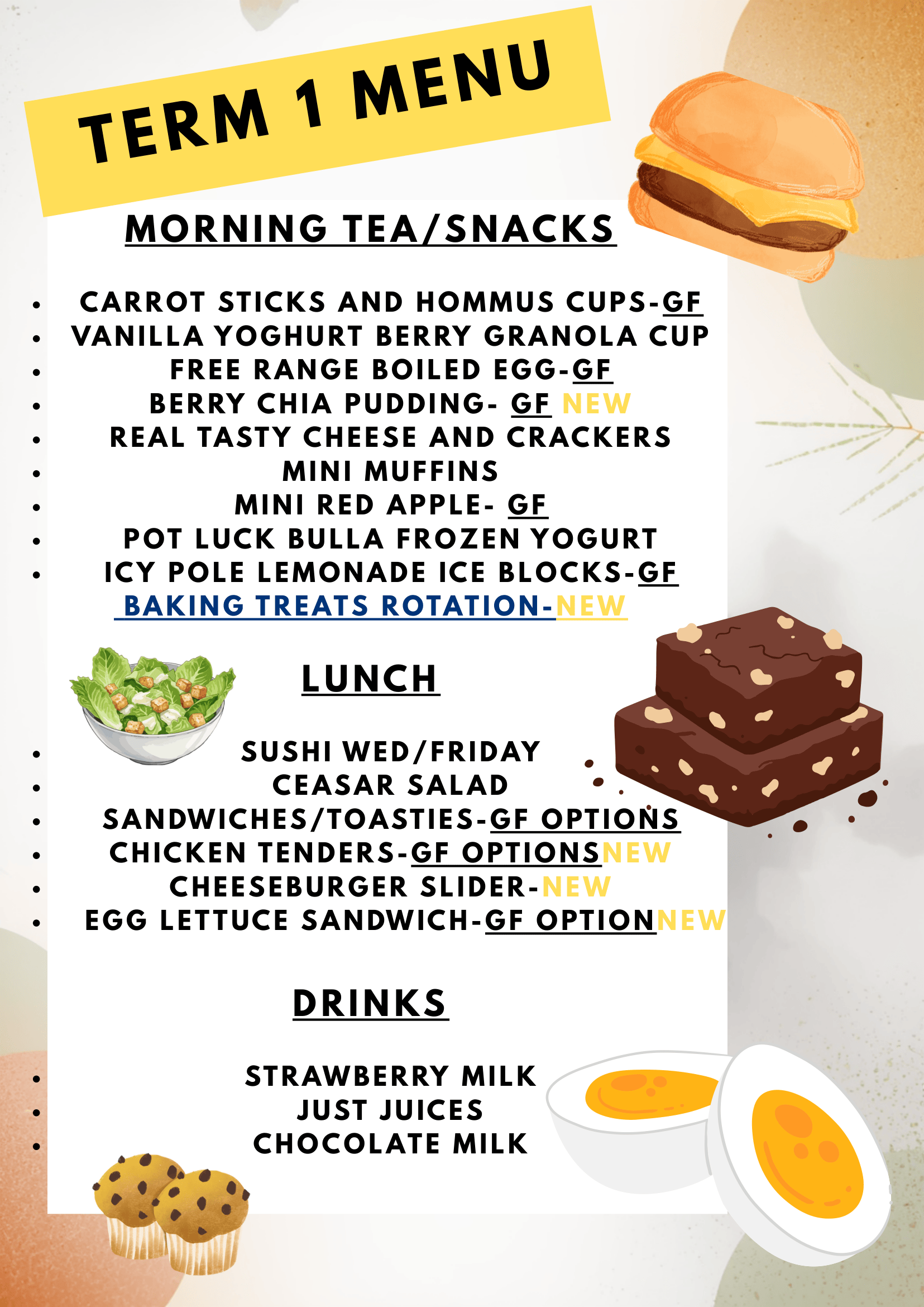 Tuckshop menu 2026